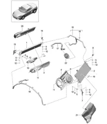 Koelvloeistof koelsysteem / Radiateurventilator / Achterzijde 718 (982) Boxster 2017>>