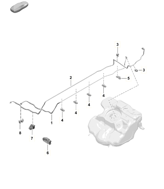 Diagram 201-010 Porsche 991 (911) MK2 2016-2019 Brandstofsysteem, uitlaatsysteem