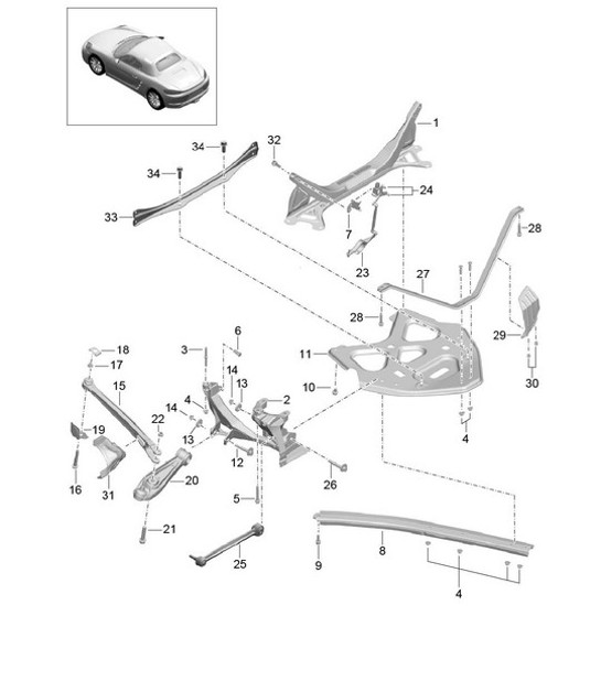 Diagram 501-001 Porsche Macan (95B) MK1 (2014-2018) Rear Axle