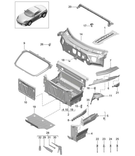 Diagram 801-010 Porsche Macan (95B) MK1 (2014-2018) Carrozzeria