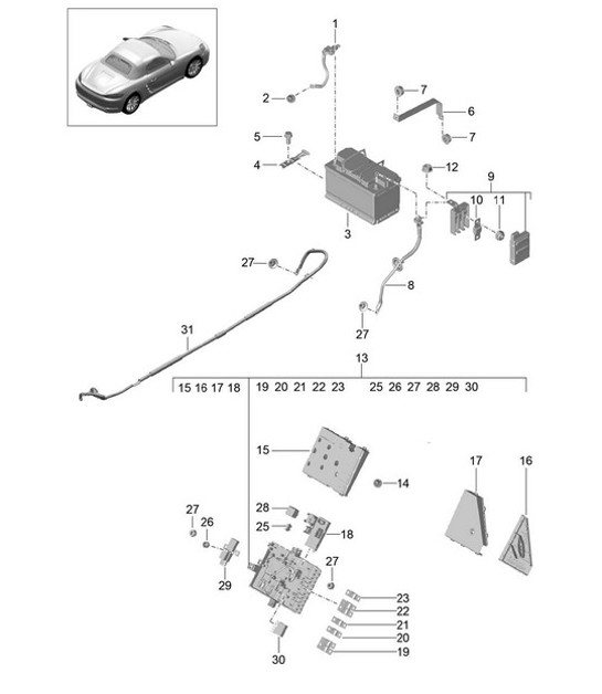 Diagram 902-006 Porsche 991.2 Cabriolet 4S / GTS 3.0L (420/450 Bhp) 2016-19 Electrical equipment