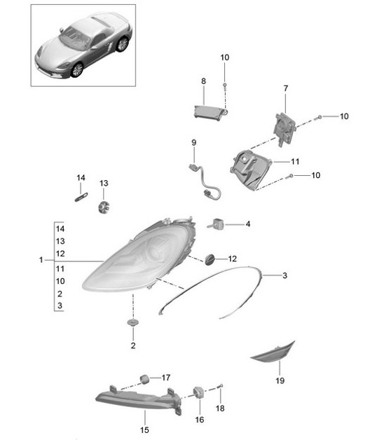 Diagram 905-000 Porsche Macan (95B) MK1 (2014-2018) Équipement électrique