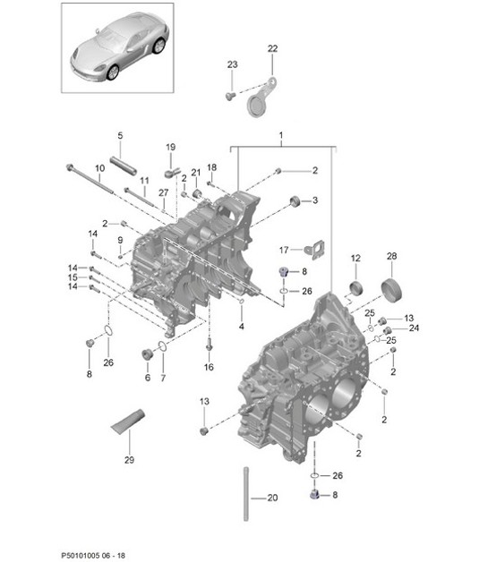 Diagram 101-005 Porsche 991 Carrera 4 3.0L (370 Bhp) Engine