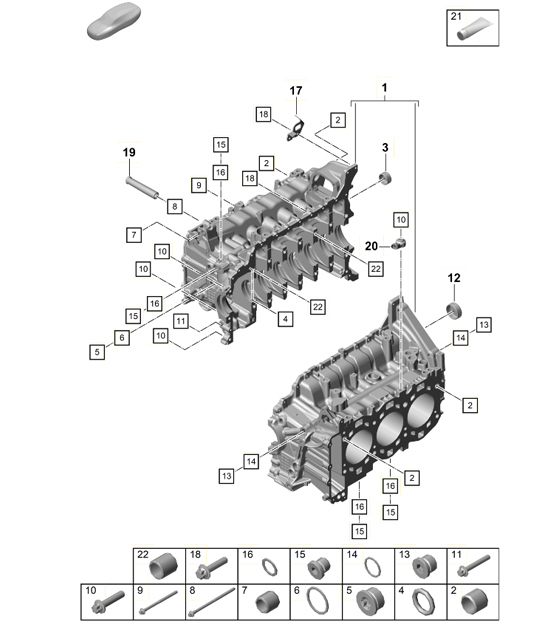 Diagram 101-006 Porsche 992.1  Carrera 2S / GTS 3.0L 2019-24 Motore