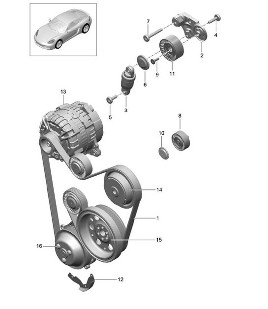Diagram 101-010 Porsche 991.1 Carrera C2 3.4L (350 Bhp) 2012-16 Motor