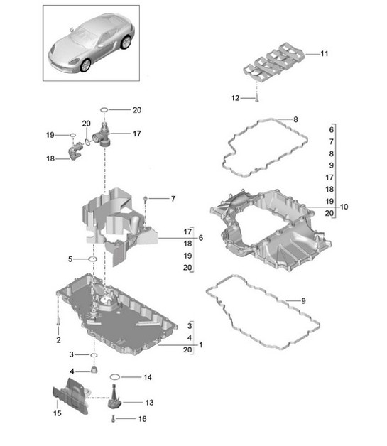 Diagram 104-002 Porsche Macan (95B) MK1 (2014-2018) 引擎