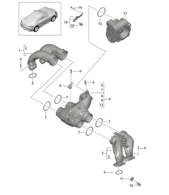 Diagram 107-010 Porsche 997 MK1 GT3 2007-09 引擎