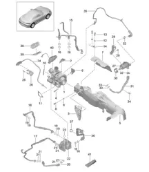 Exhaust gas turbocharger / with: / Heat protection / Oil pipe / Water line 718C (982C) Cayman 2017>>
