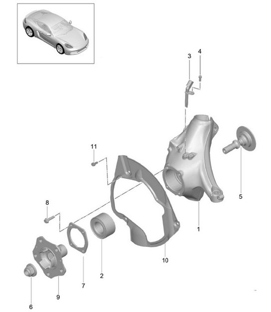 Diagram 401-020 Porsche Macan (95B) MK1 (2014-2018) Assale anteriore, sterzo 