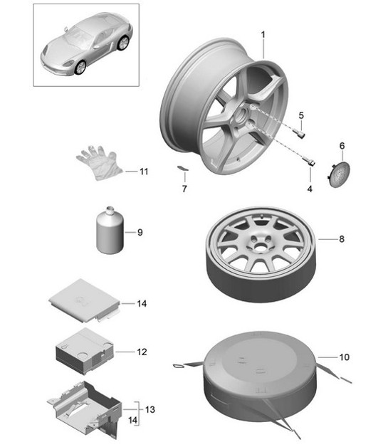 Diagram 601-000 Porsche 911 & 912 (1965-1989) Ruote, freni