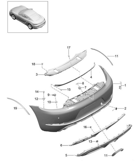 Diagram 802-023 Porsche Macan (95B) MK1 (2014-2018) Karosserie