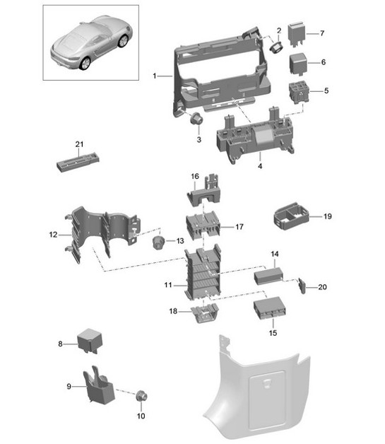 Diagram 902-000 Porsche 997 MK1 Carrera 4S 3.8L 2005-08 电子设备