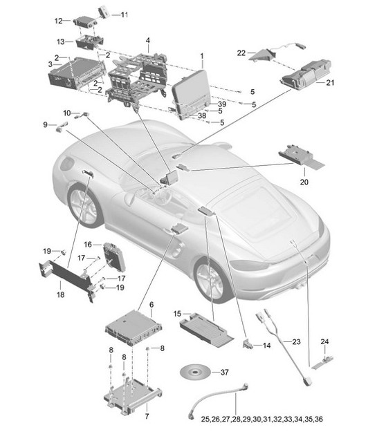 Diagram 911-000 Porsche 997 MK1 GT3 / GT3 RS 2007-09 Electrical equipment