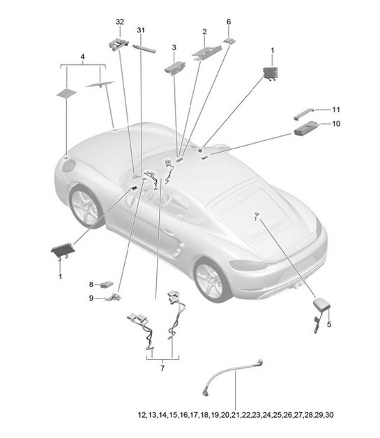 Diagram 911-002 Porsche 997 MK1 GT3 / GT3 RS 2007-09 Electrical equipment