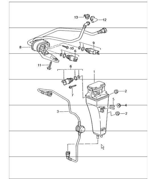 Diagram 201-20 Porsche Boxster 986/987/981 (1997-2016) Sistema de combustible, sistema de escape