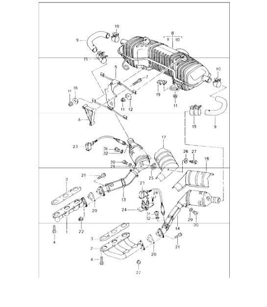 Diagram 202-00 Porsche 997 MK1 GT2 2007-09 燃油系统、排气系统
