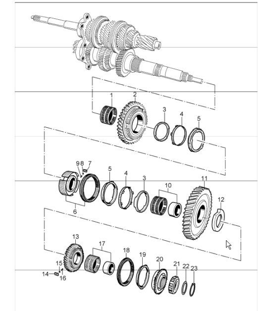 Diagram 303-07 Porsche 993 (911) C2 1994-97 Overdragen