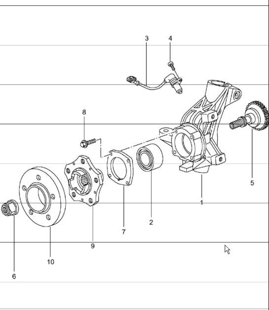 Diagram 401-05 Porsche 911 1978-1989 3.3L Turbo (930) Vorderachse, Lenkung 