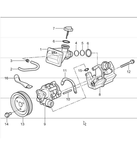 Diagram 403-03 Porsche Macan (95B) MK1 (2014-2018) Front Axle, Steering 