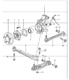 Hinterachse, Radträger, Querlenker und Radnabe für 986 Boxster 1997-04