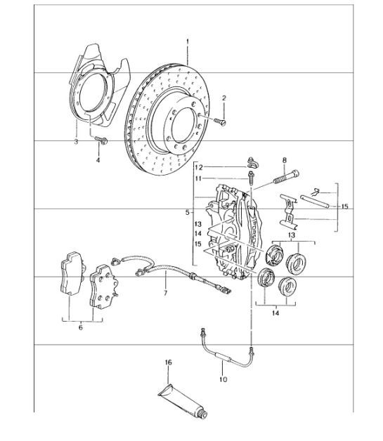 Diagram 602-00 Porsche 卡宴 9PA (955) 2003-2006 车轮、制动器
