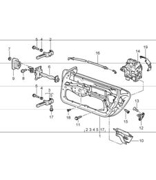 door in white, installation parts, door lock 986 Boxster 1997-04