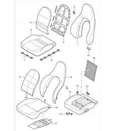 cover, foam part, standard seat, comfort seat 986 Boxster 1997-04