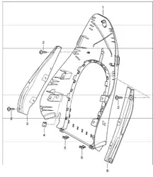 backrest shell, standard seat, comfort seat 986 Boxster 1997-04