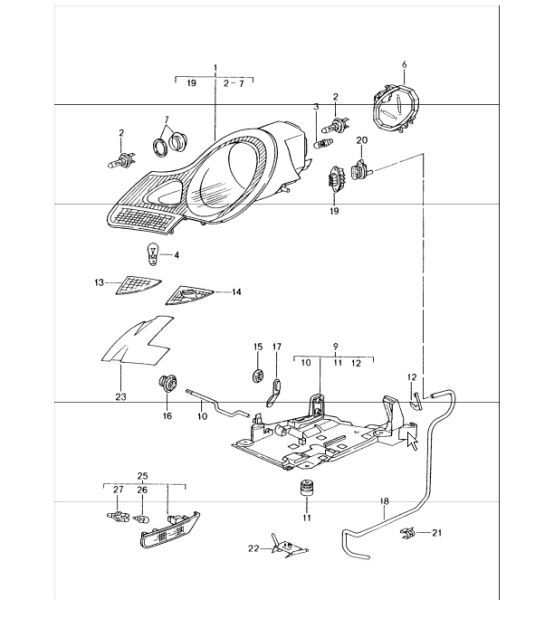 Diagram 905-00 Porsche Macan (95B) MK1 (2014-2018) Elektrische Ausrüstung