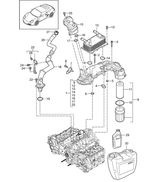 Diagram 104-005 Porsche Cayman 987C / 981C (2005-2016) 引擎