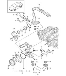 Kühlmittelpumpe / Thermostatgehäuse (Modell: A120, A121) 987.2 Boxster / Boxster S 2009-12