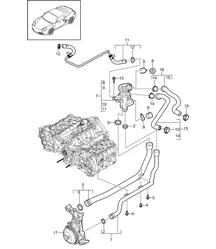 Connection / Water pipe (Model: A120,A121) 987.2 Boxster / Boxster S 2009-12