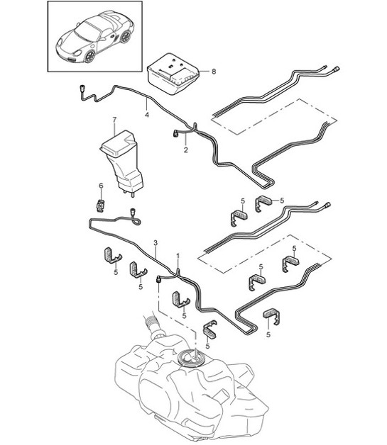 Diagram 201-005 Porsche Macan (95B) MK1 (2014-2018) Fuel System, Exhaust System