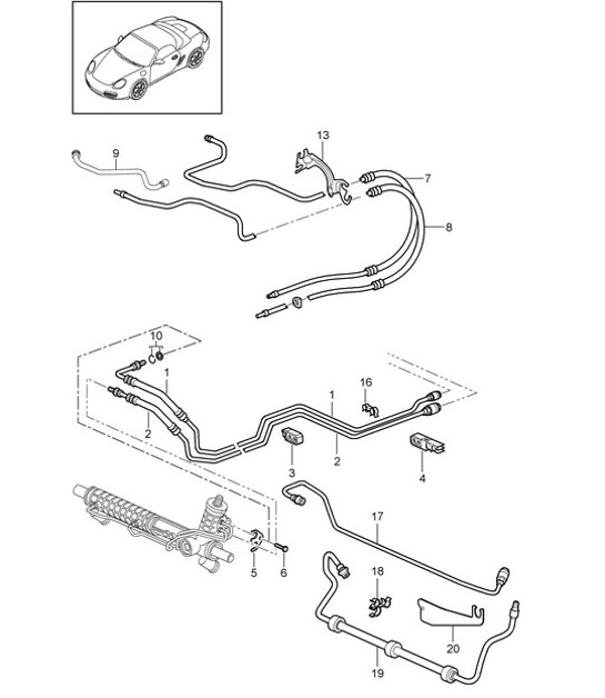 Diagram 403-001 Porsche 997 MK1 GT3 / GT3 RS 2007-09 Front Axle, Steering 