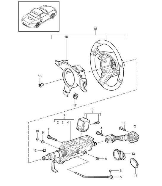Diagram 403-004 Porsche 993 (911) C4 1994-97 Vorderachse, Lenkung 