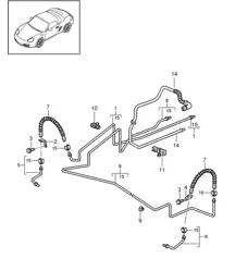 Remleiding / Bodemplaat / Achteras / Vacuümleiding 987.2 Boxster / Boxster S 2009-12