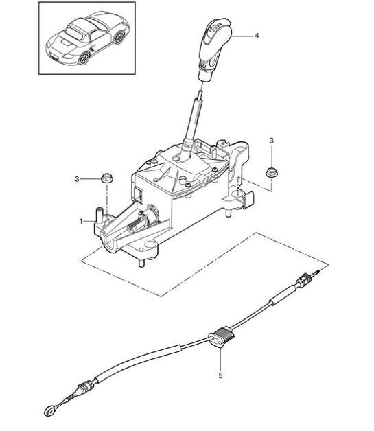 Diagram 701-001 Porsche 996 (911) (1997-2005) Hand Lever System, Pedal Cluster 