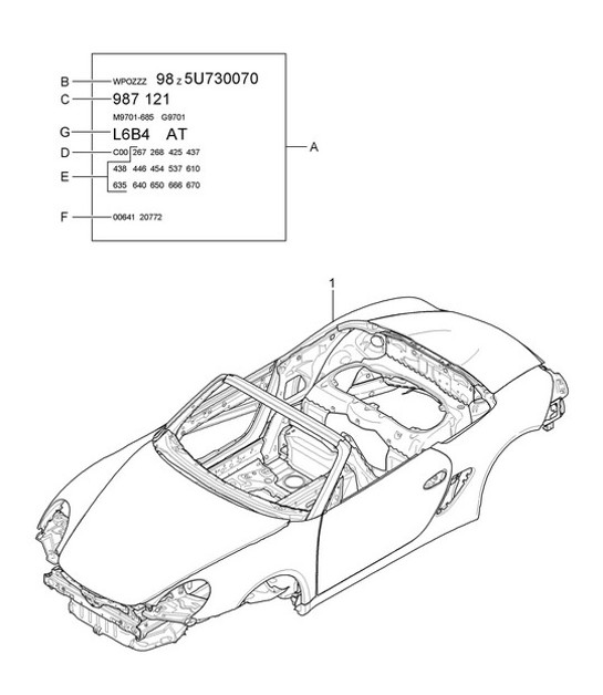 Diagram 801-000 Porsche Cayman 718 2.0L PDK (300 Bhp) Body