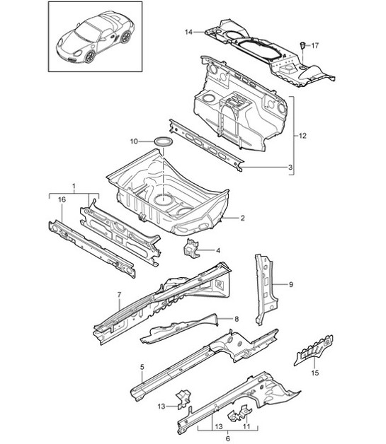 Diagram 801-010 Porsche 997 MK1 Carrera 4 3.6L 2005-08  车身