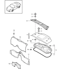 Linings / Engine compartment 987.2 Boxster / Boxster S 2009-12