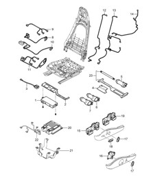 Faisceaux de câbles / Interrupteur / Unité de commande / Moteur électrique / siège sport 987.2 Boxster / Boxster 2009-12