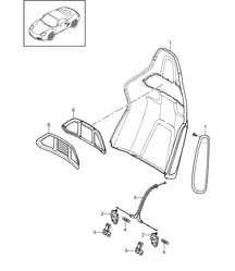 Carcasa respaldo / asiento baquet / Abatible / Accesorios 987.2 Boxster / Boxster S 2009>>
