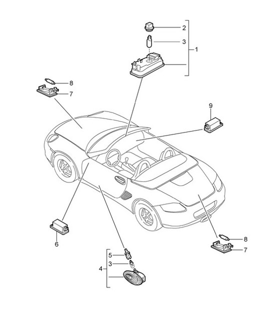 Diagram 903-004 Porsche 997 MK1 Carrera 2 3.6L 2005-08 Electrical equipment