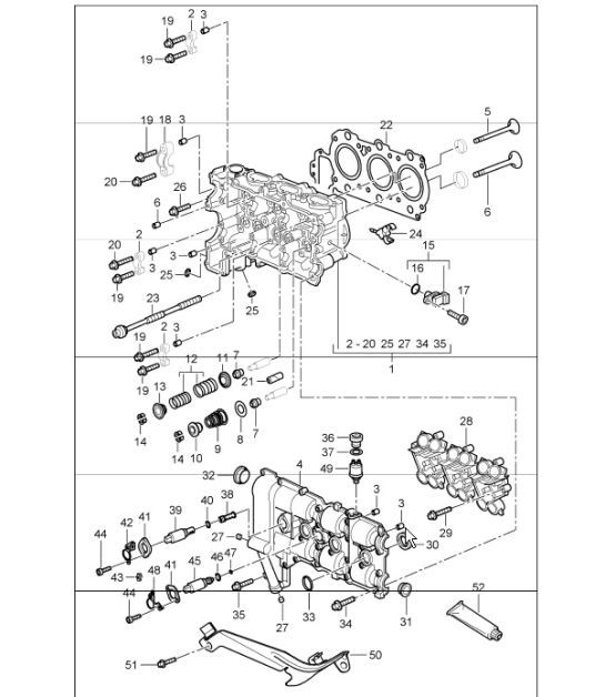 Diagram 103-00 Porsche Cayenne S V8 4.8L Benzine 400 pk Motor