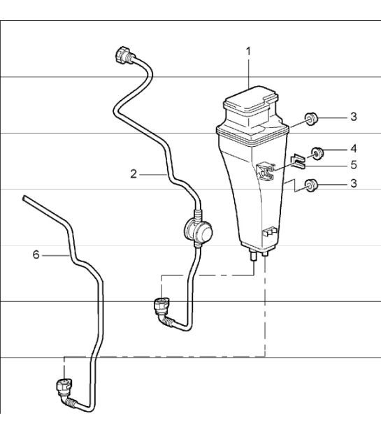 Diagram 201-20 Porsche 996 (911) (1997-2005) Fuel System, Exhaust System