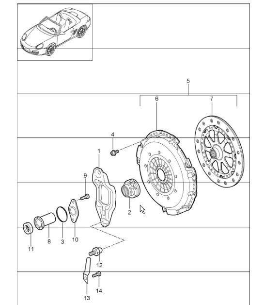 Diagram 301-01 Porsche Boxster 718 2.0L Manual (300 Bhp) Transmission