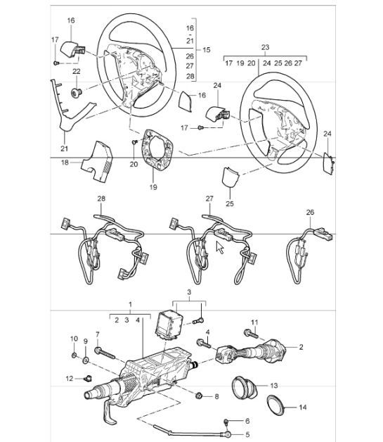 Diagram 403-05 Porsche 991 (911) MK1 2012-2016 Assale anteriore, sterzo 
