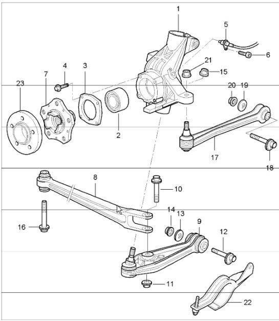 Diagram 501-00 Porsche Boxster 986/987/981 (1997-2016) Hinterachse