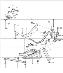 eje trasero, sección lateral y soporte 987 Boxster / Boxster S 2005-08
