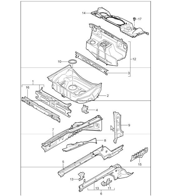 Diagram 801-10 Porsche 996 (911) (1997-2005) Body